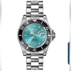 Invicta Men's Watch Pro Diver Quartz Silver Turquoise Dial Black Rotating Bezel